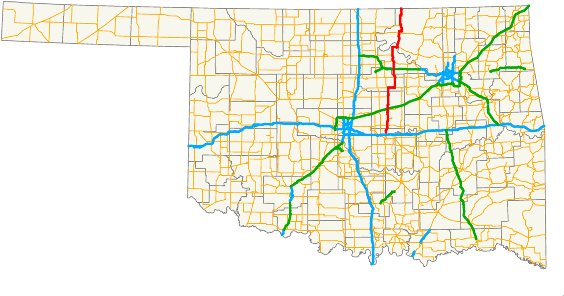 Oklahoma Highway Map Pdf Clipart - Large Size Png Image - PikPng