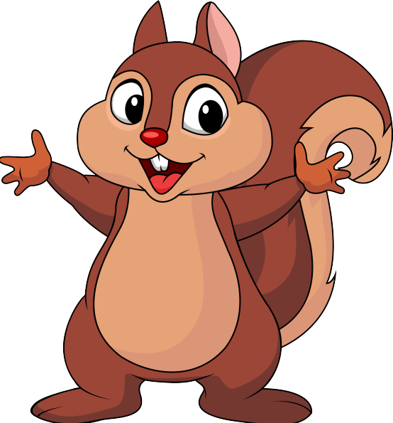 Happy Squirrel Cartoon Clipart (554x595), Png Download