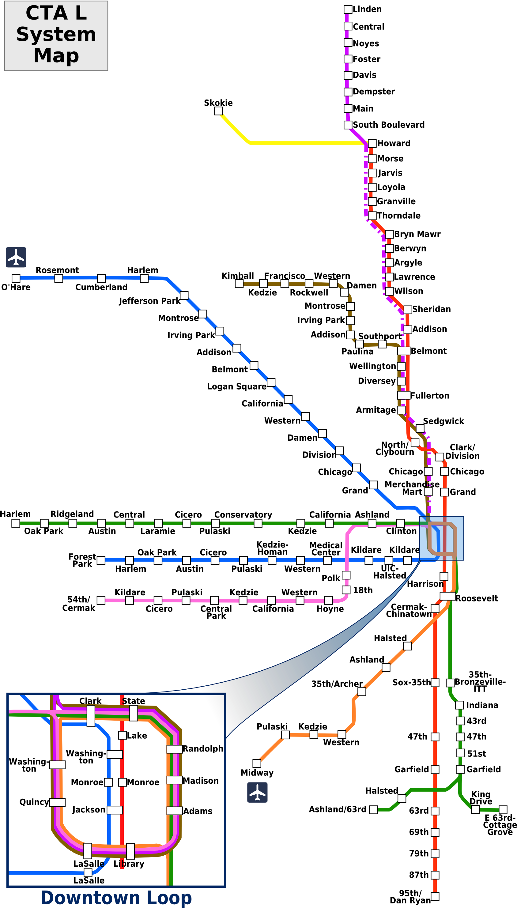 Cta L Map - Chicago L Map Png Clipart - Large Size Png Image - PikPng