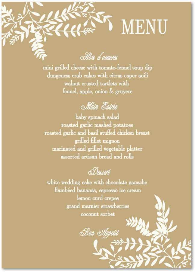 Download Wedding Menu Png Clipart Png Download - PikPng