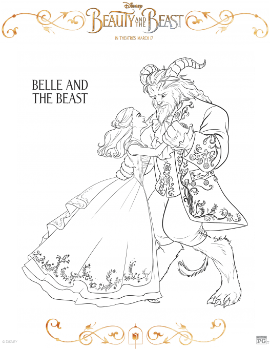 Beauty And The Beast Coloring Page Beauty And The Beast 17 Coloring Sheets Clipart Large Size Png Image Pikpng