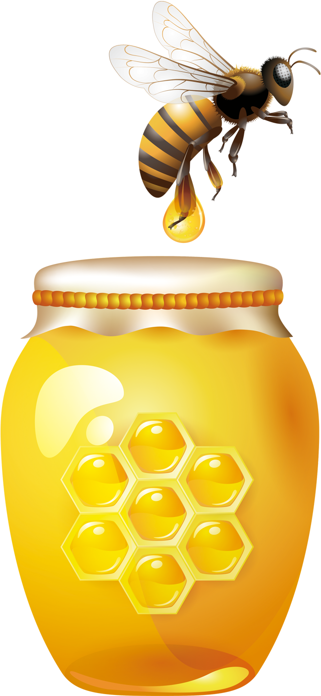 Download Bee Jar Clip Art Hive Transprent Png - Jar Of Honey