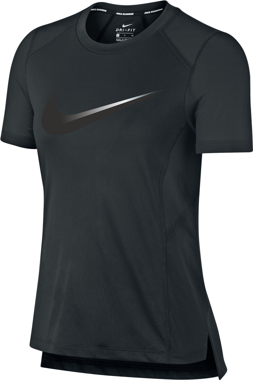 Nikewomen's Miler Top Short Sleeve Black/gunsmoke - Black Tshirt ...