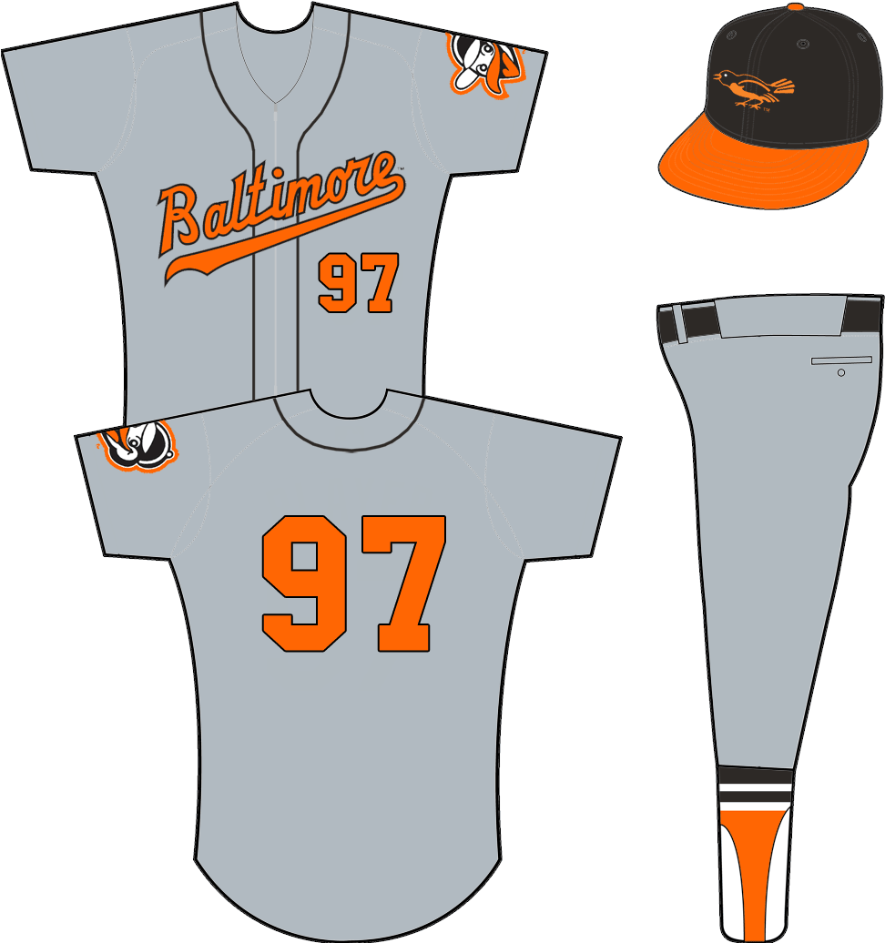 Baltimore Orioles Road Uniform - Illustration Clipart (1000x1035), Png Download