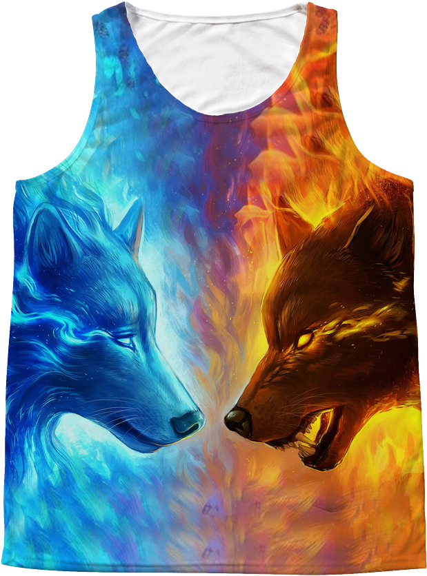 Fire And Ice All Over Print Tank Vota Color - Wolf Background Hd 1080p ...