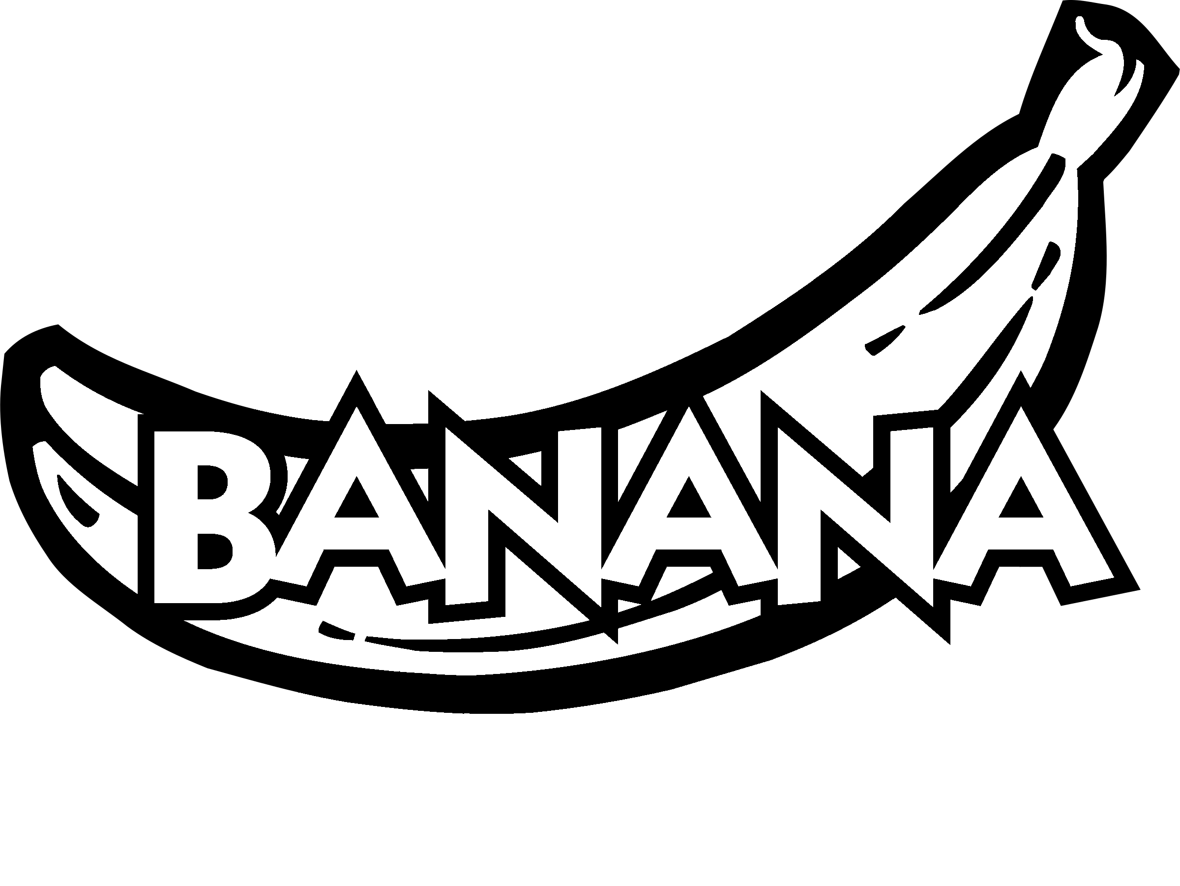 Banana Logo Black And White Clipart (2400x1801), Png Download