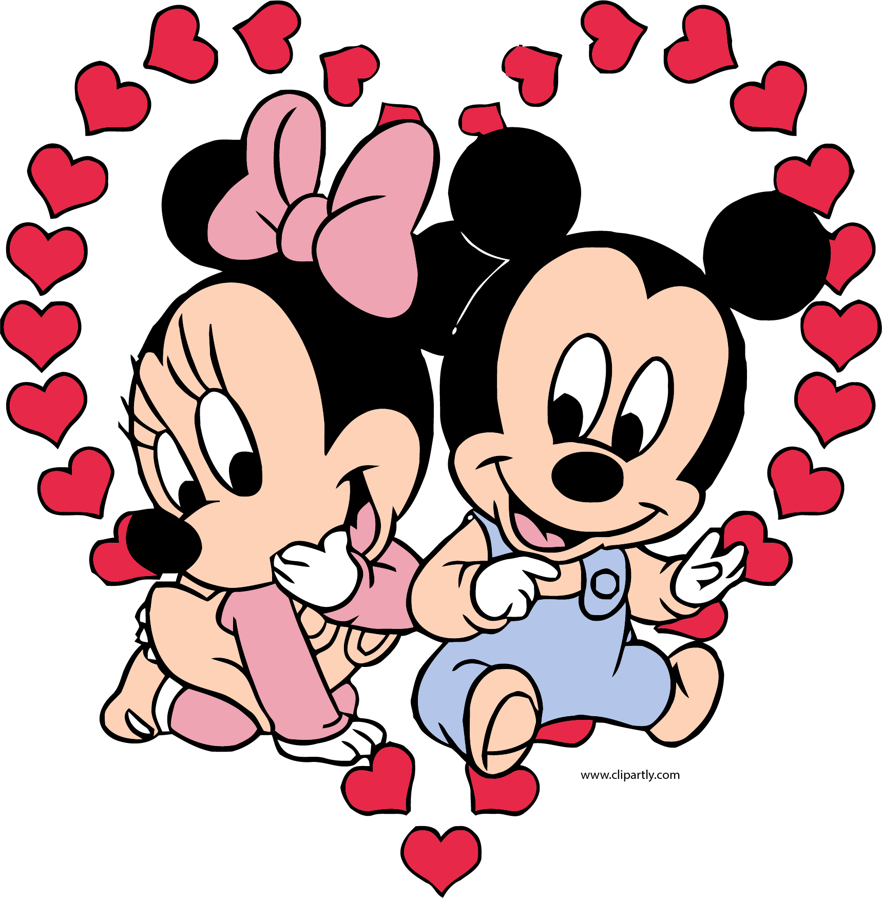 Download Baby Mickey And Minnie Mouse Heart Clipart Png - De Mickey Et