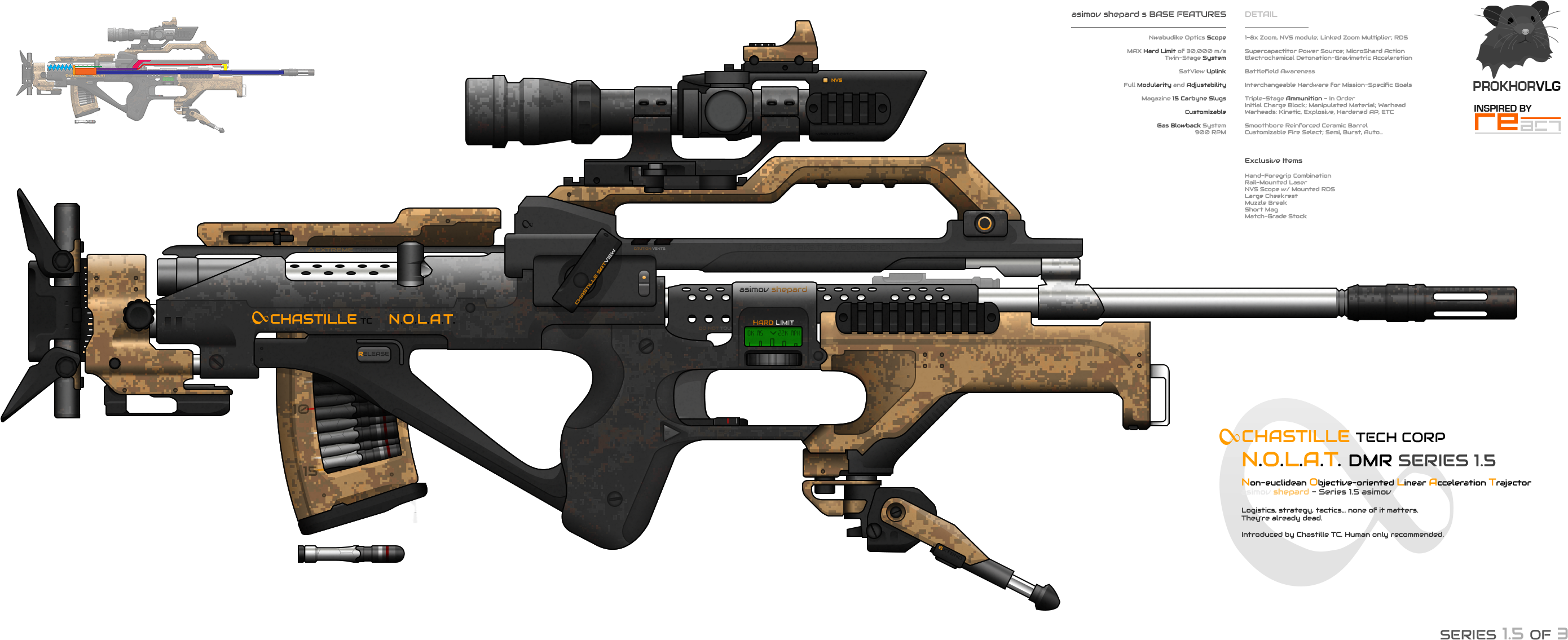 Image Transparent Chastille Tc Asimov Shepard By Prokhorvlg - Assault Rifle Clipart (2833x1162), Png Download