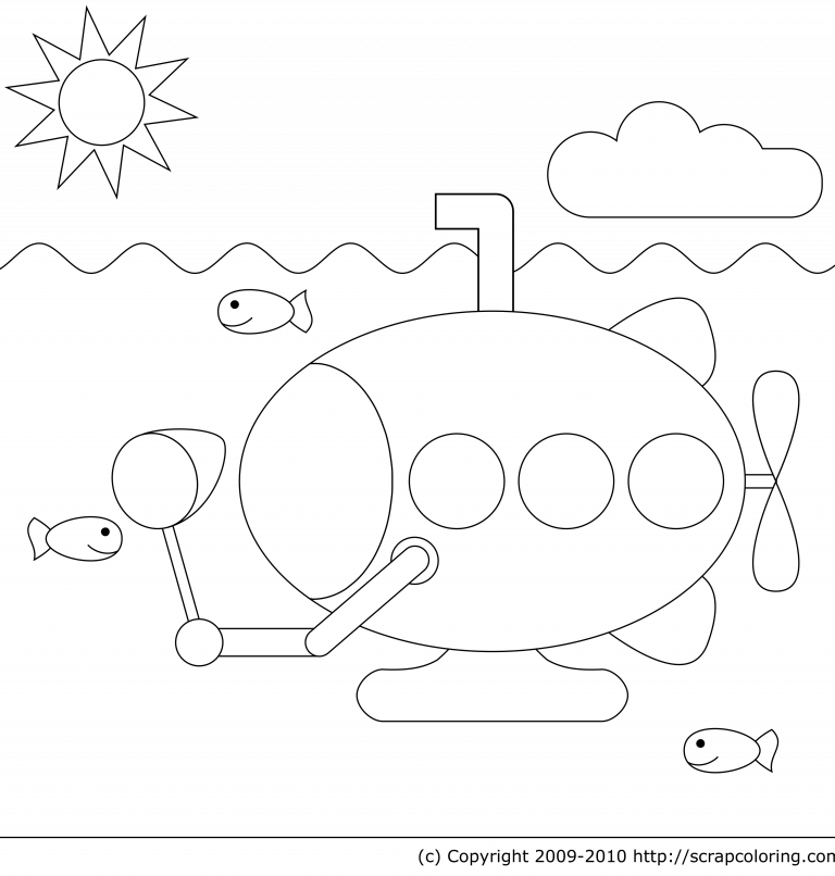 Submarine Coloring Pages Clipart - Large Size Png Image - PikPng