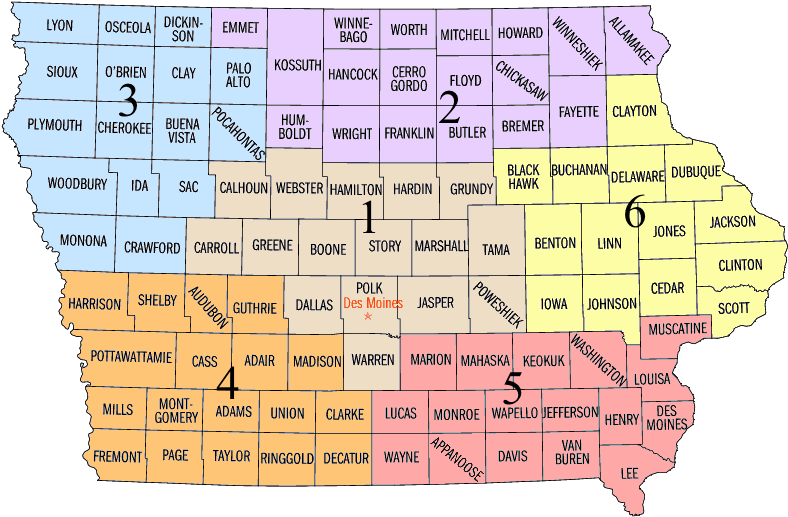 Iowa Ares Districts - Iowa Map With Cities Clipart - Large Size Png ...