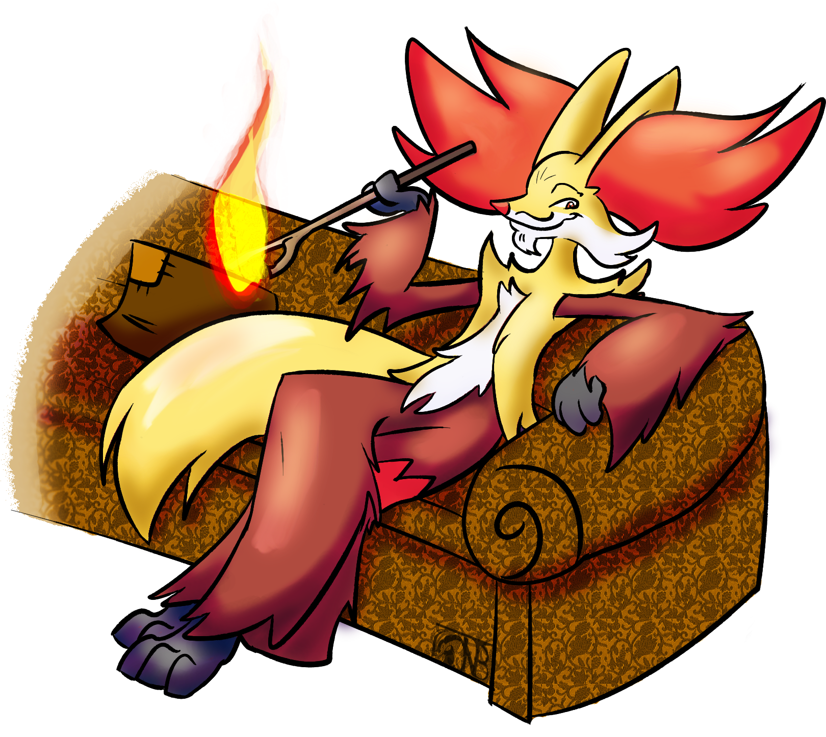 Renaldo The Delphox - Male Delphox Clipart (1756x1533), Png Download