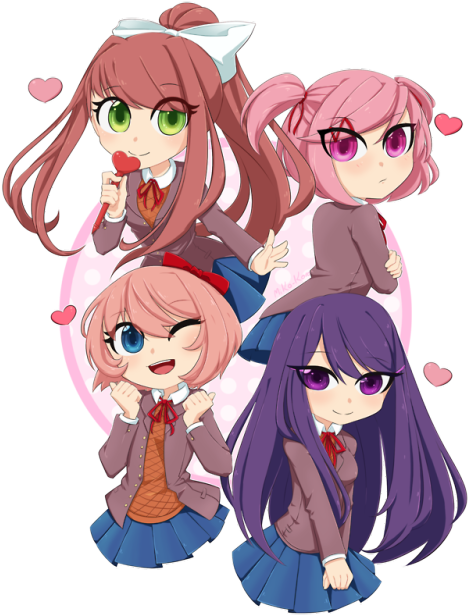 Ddlc Doki Doki Literature Club Monika Yuri Sayori Natsuki - Miko Chibi ...