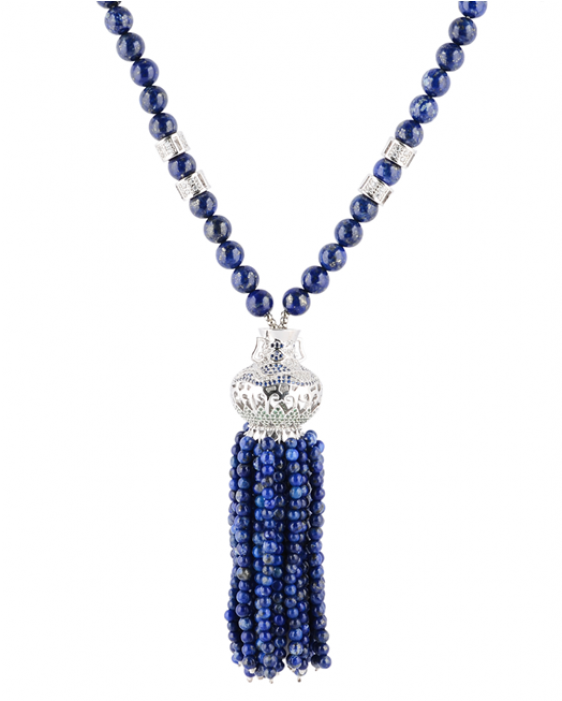 Mirco-pavé And Lapis Lazuli Bead Necklace - Necklace Clipart - Large ...