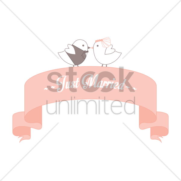 Just Married Banner Vector Graphic Cartoon Clipart Large Size Png Image Pikpng