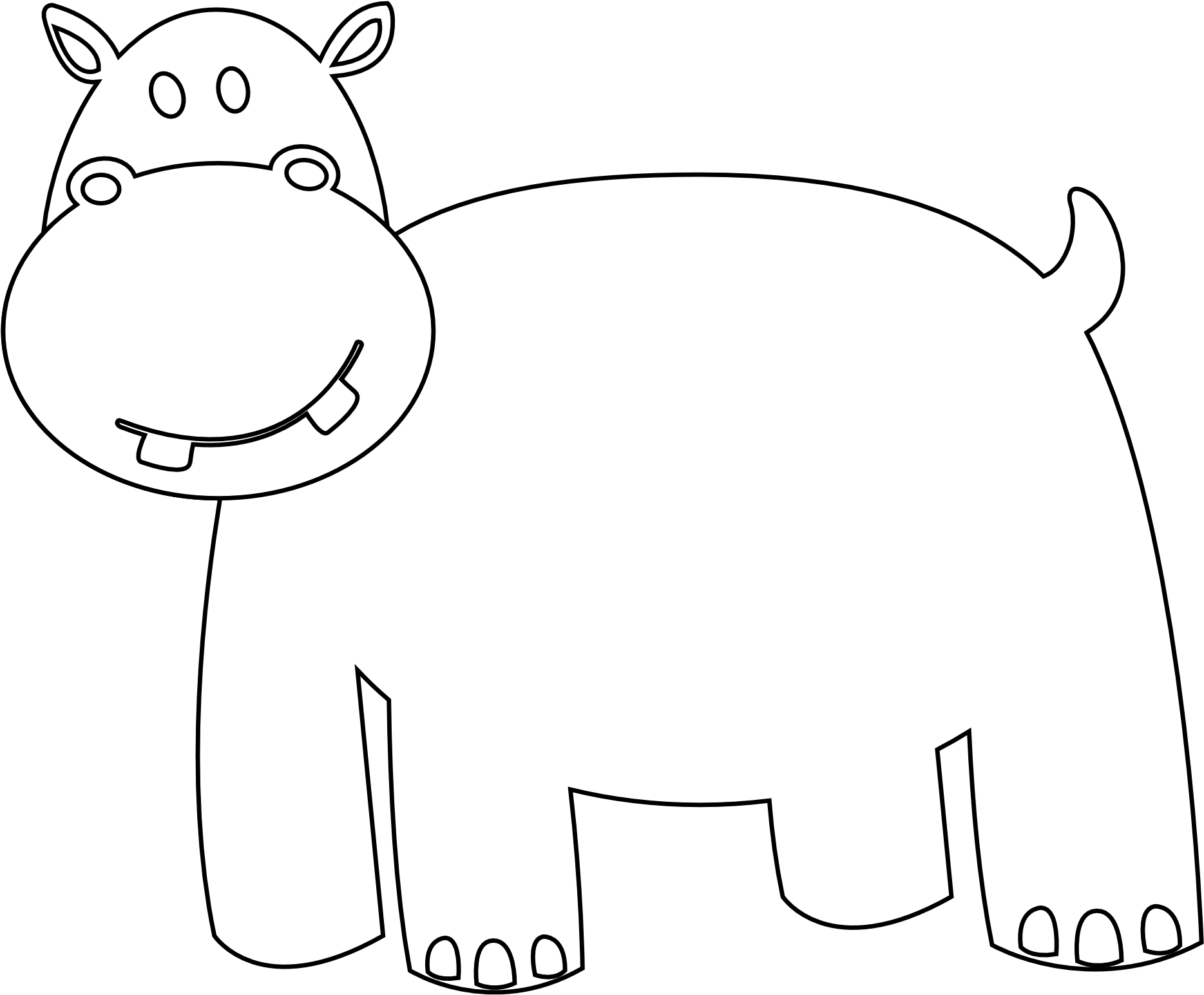 Hippo Clipart Hippo Outline - Clip Art - Png Download - Large Size Png ...