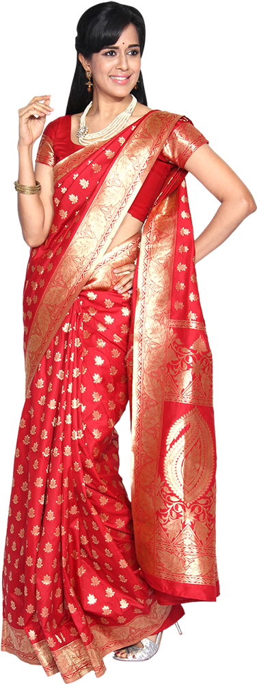 Arundathi Red Banarasi Silk Saree Clipart - Large Size Png Image - PikPng