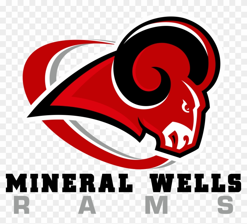 Ram Head Logo With Red & Gray Swoop - Rams Red And Black Clipart
