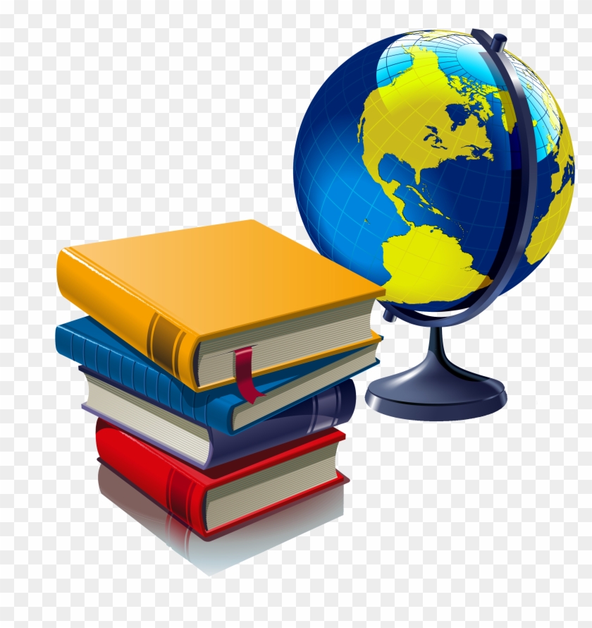 College Students - Globe And Books Png Clipart