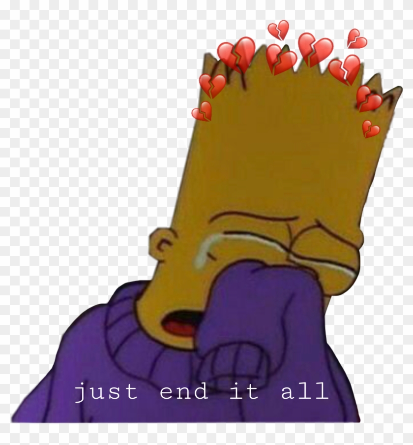 Download Sticker Mood Die Sad Life Bart Simpsons Png Black And