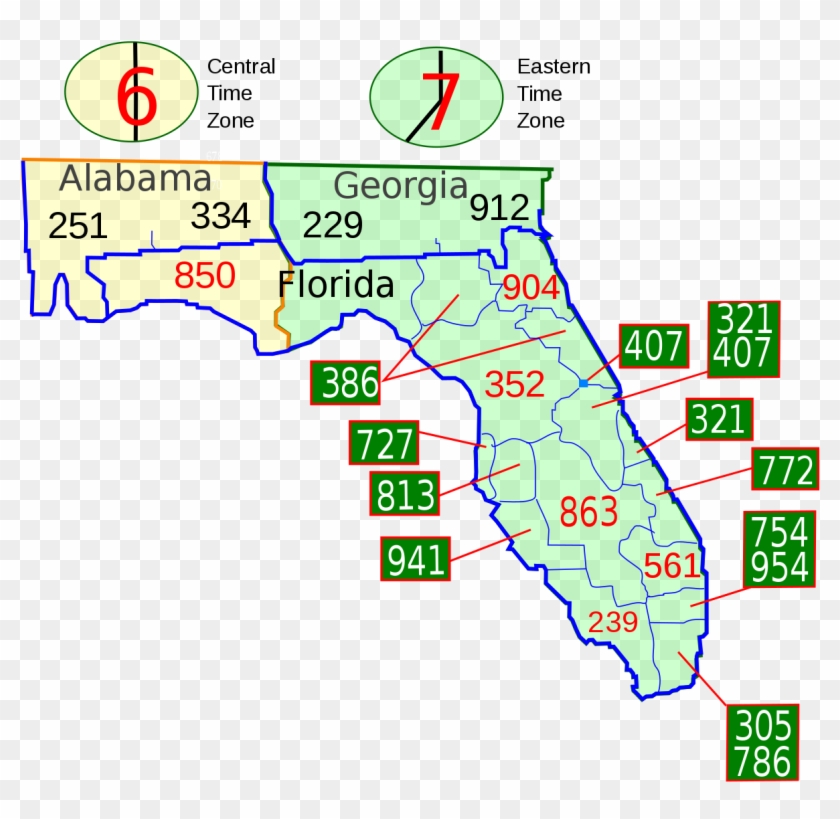 Download Map Florida Area Codes 1200px Area Code Fl Svg Florida ...