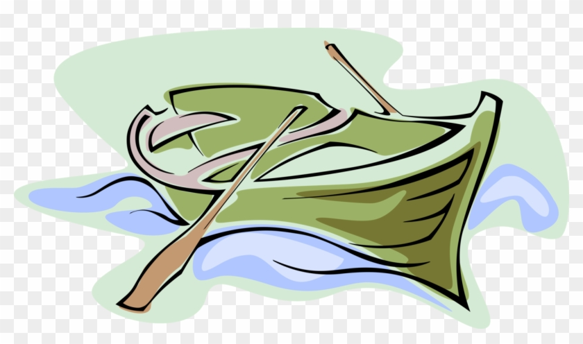 Vector Illustration Of Wooden Rowboat Or Row Boat With Clipart