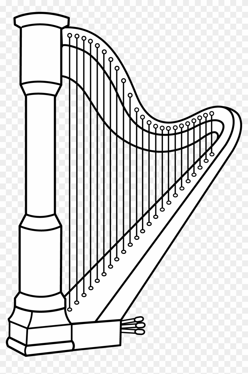 Clip Art Library Musical Line Art Free Clip Pinterest - Harp Clipart Black And White - Png Download
