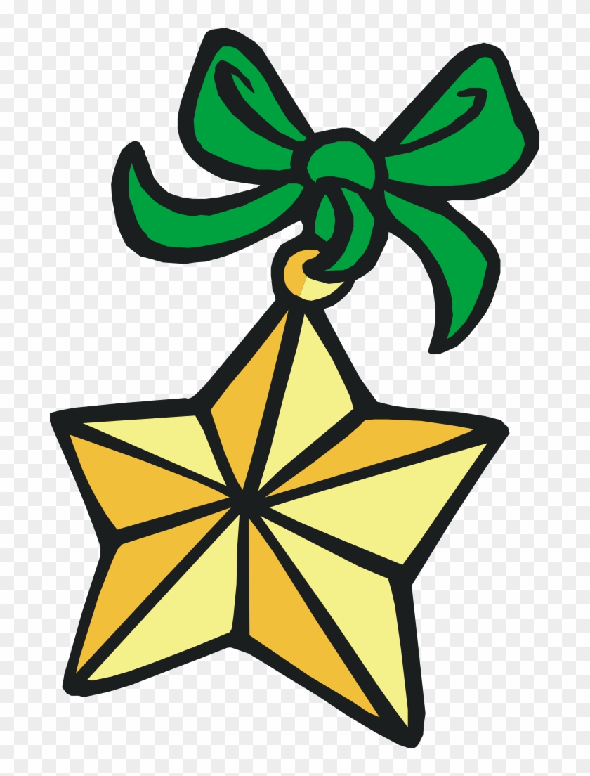 Star With Green Ribbon - Estrella Verde De Navidad Clipart