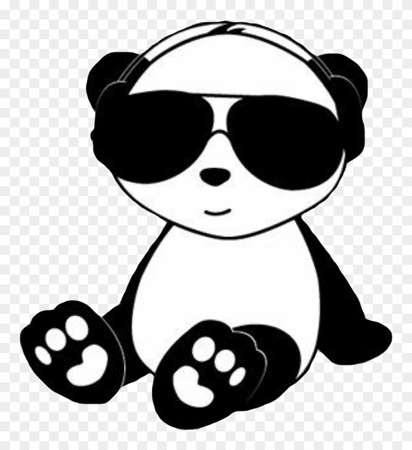 Chill Panda Cute Kawaii Black White Animal Bear Cartoon Panda With Sunglasses Clipart Pikpng