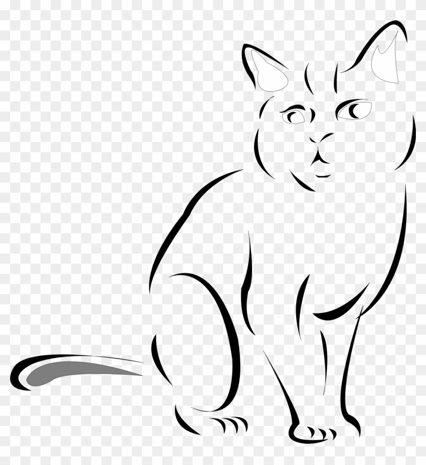 Download Black And White Cat Drawingcat Line Drawings Clipart - Black ...