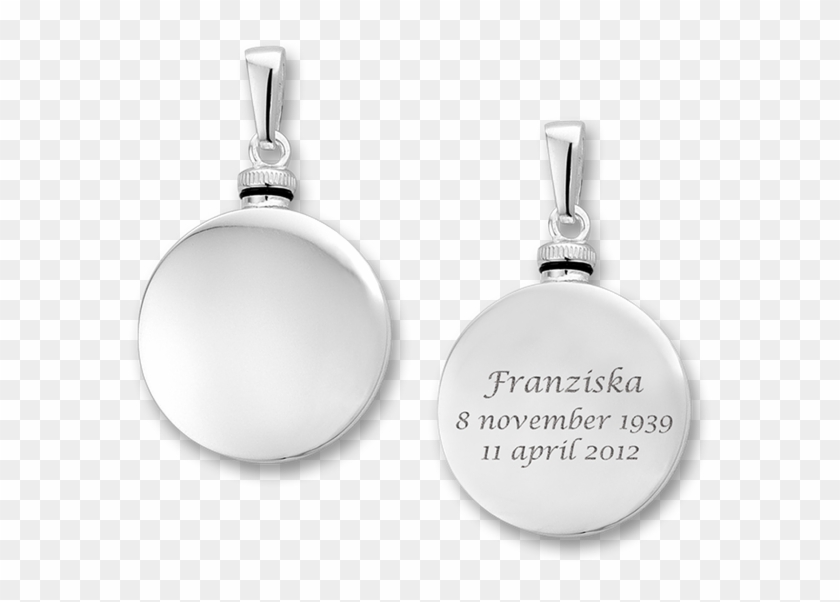 Silver Round Ash Pendant With Engraving - Earrings Clipart