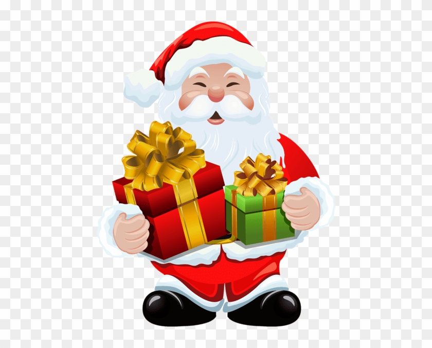 Snata Claus With Gift Clipart Hd Png Download 1898327