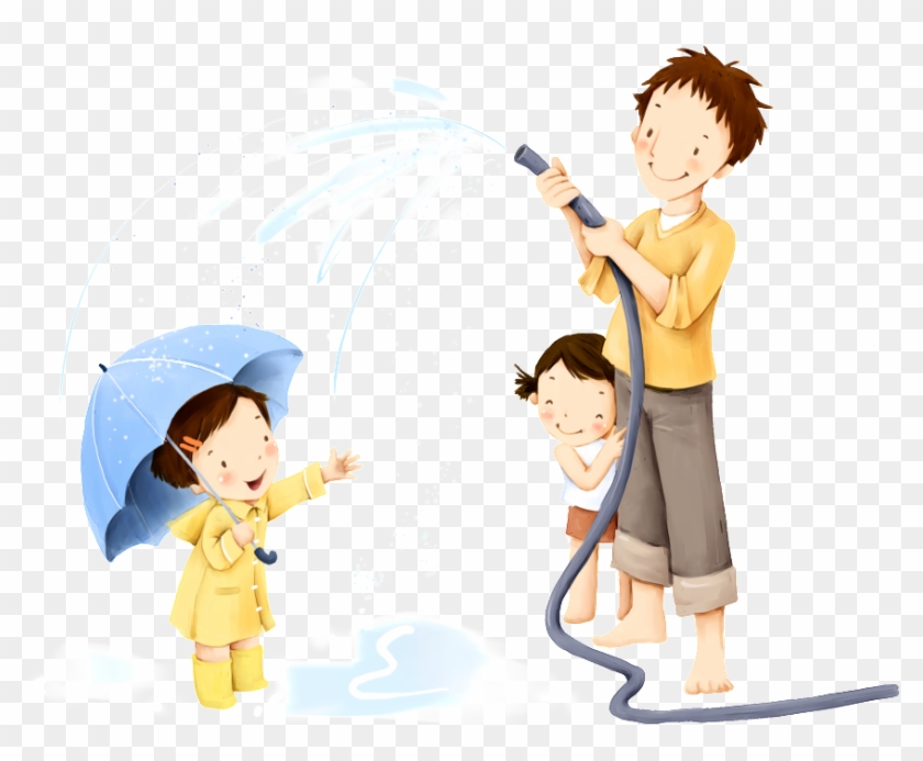 Cartoon Character Playing With Water Spray Clipart Pikpng