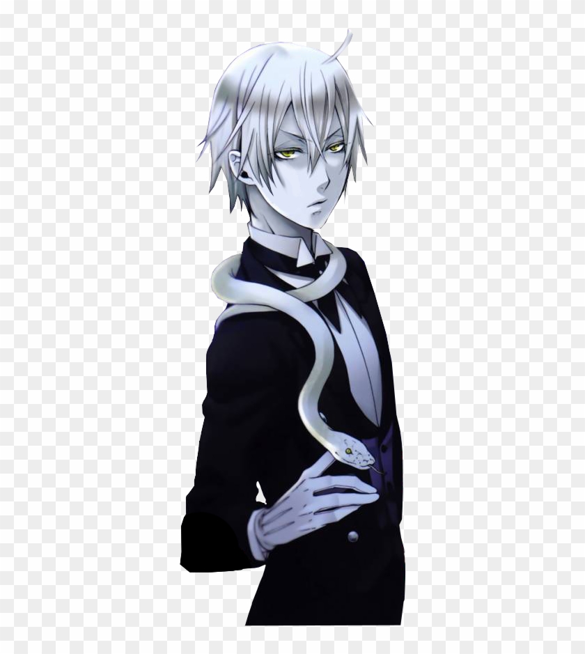 anime butler with white hair