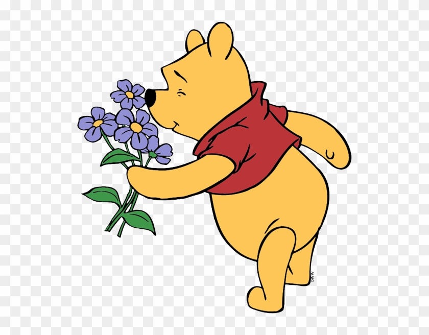 Pooh Cartoon Transparent - Winnie The Pooh Smelling Flowers Clipart