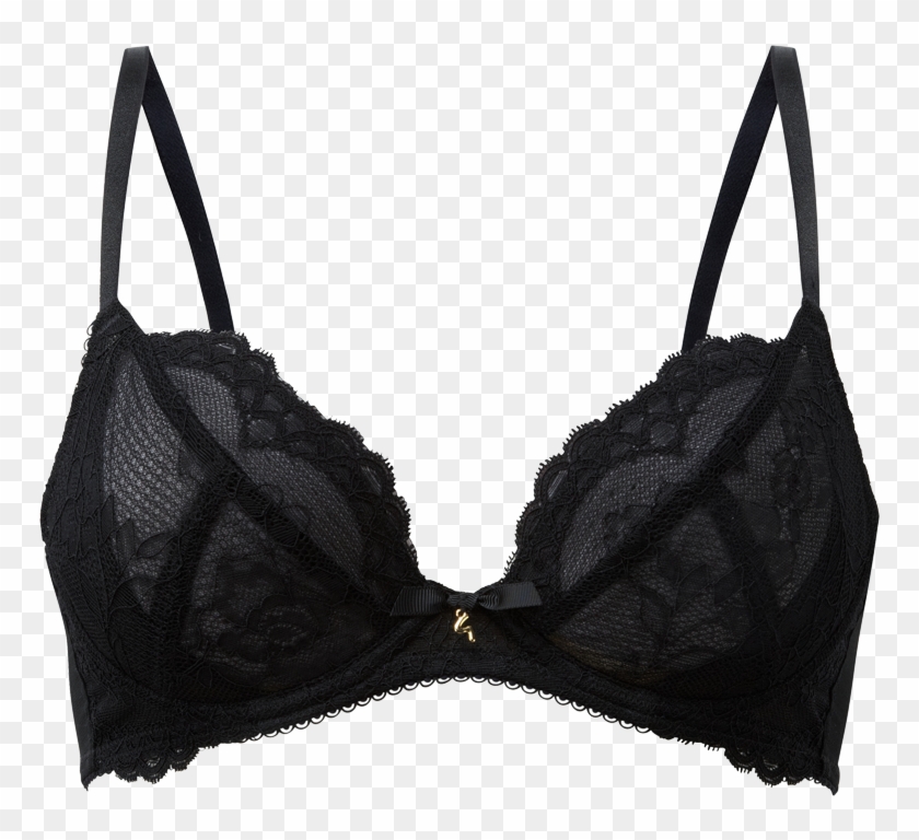 Zoom - Non Padded Black Lace Bra Clipart