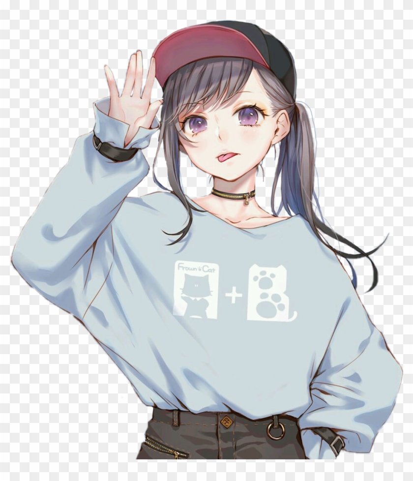 Anime Animegirl Hot Cute Kawaii Sexy Cap Blue Cute - anime girl shirt roblox