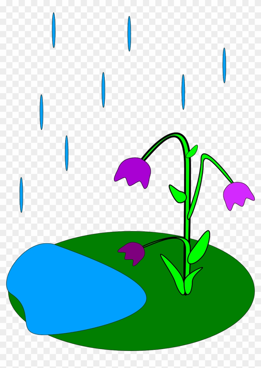 Raindrops Clipart Drizzle Rain - Rainy Flowers Clipart - Png Download