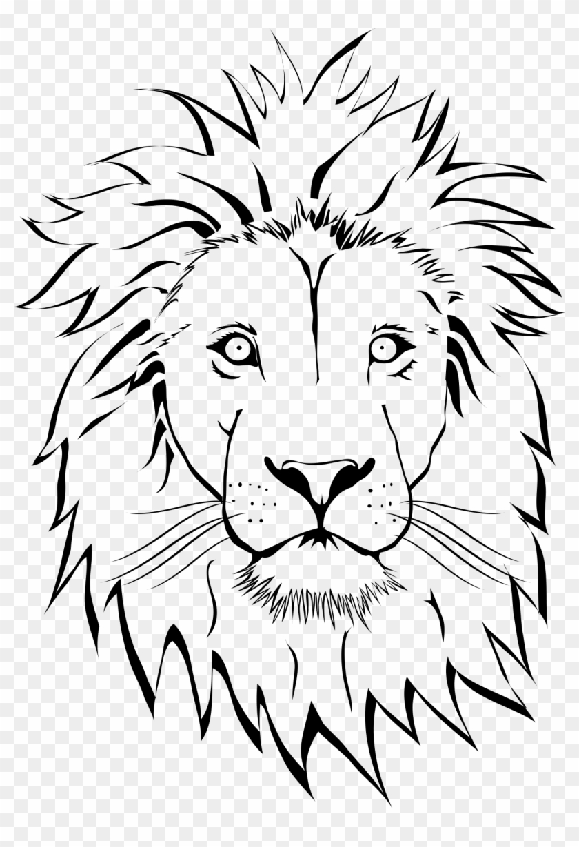 Black And White Lion Easy Clipart@pikpng.com
