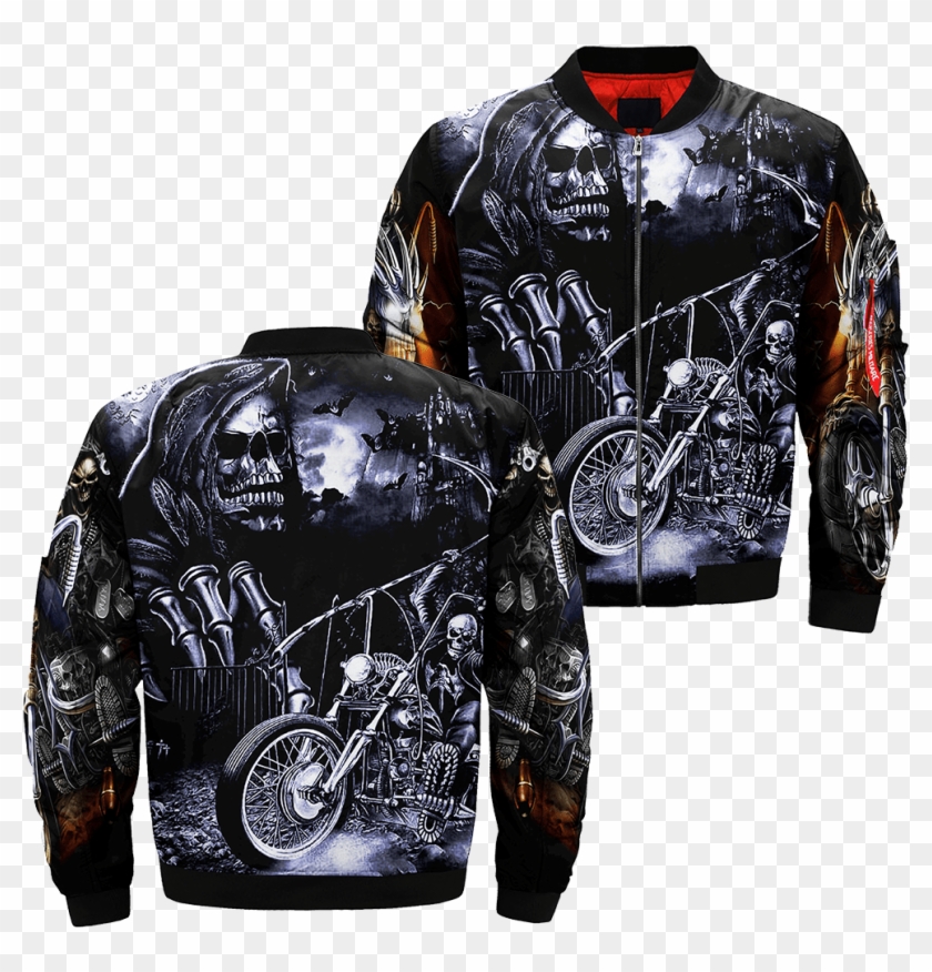 Com Skeleton On Motorcycle With Scythe Over Print Jacket - Familyloves We Were The Best America Had Vietnam Veteran Clipart
