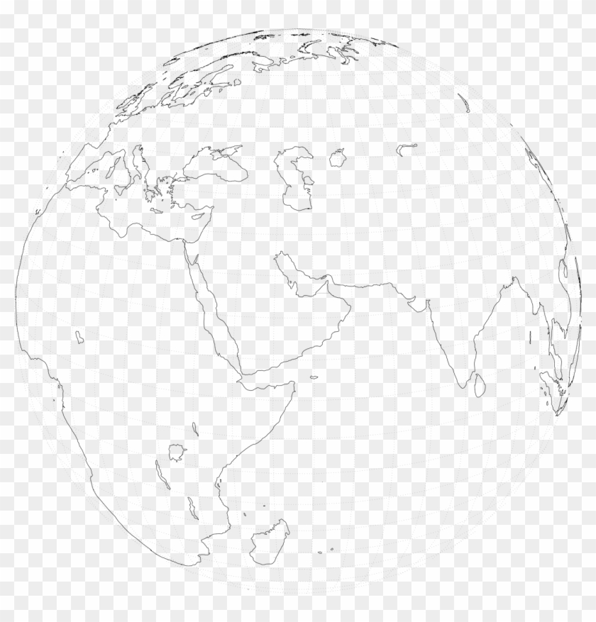 Globe World Map Sphere India Png Image - Sketch Clipart