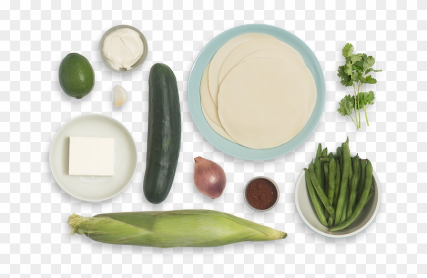 Corn & Green Bean Empanadas With Cucumber Salad & Creamy Clipart