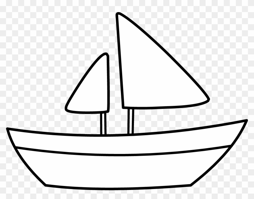 Simple Sailboat Coloring Page - White Clipart Boat - Png Download