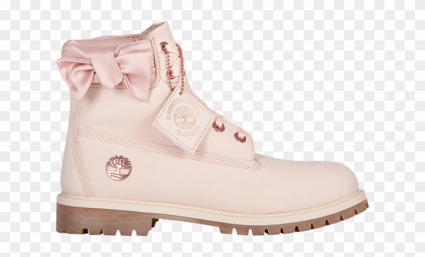pink timberland boots with bow