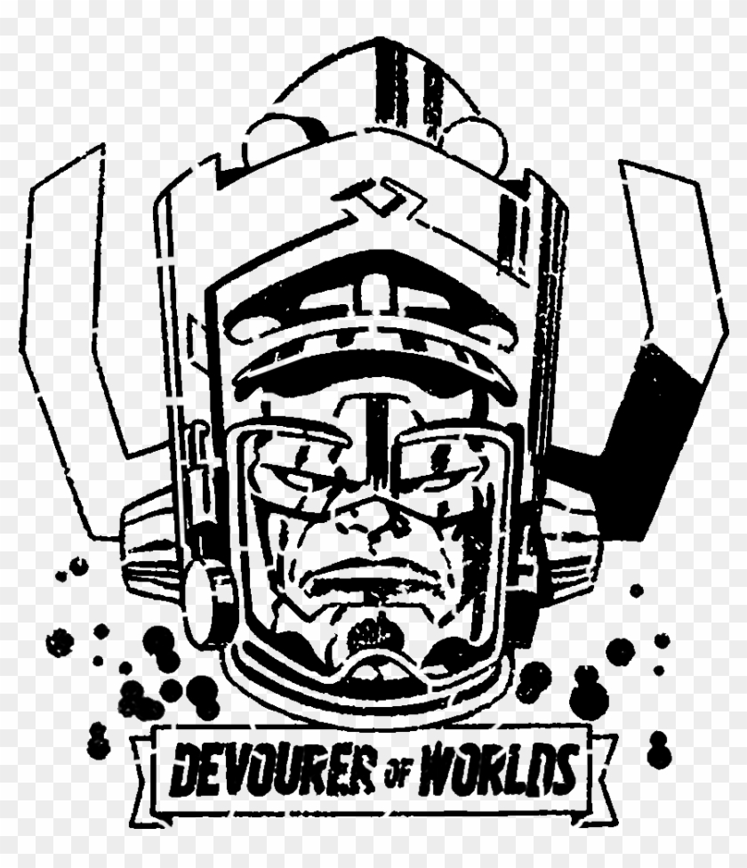 Devourer Of Worlds" - Silver Surfer Galactus Black And White Clipart