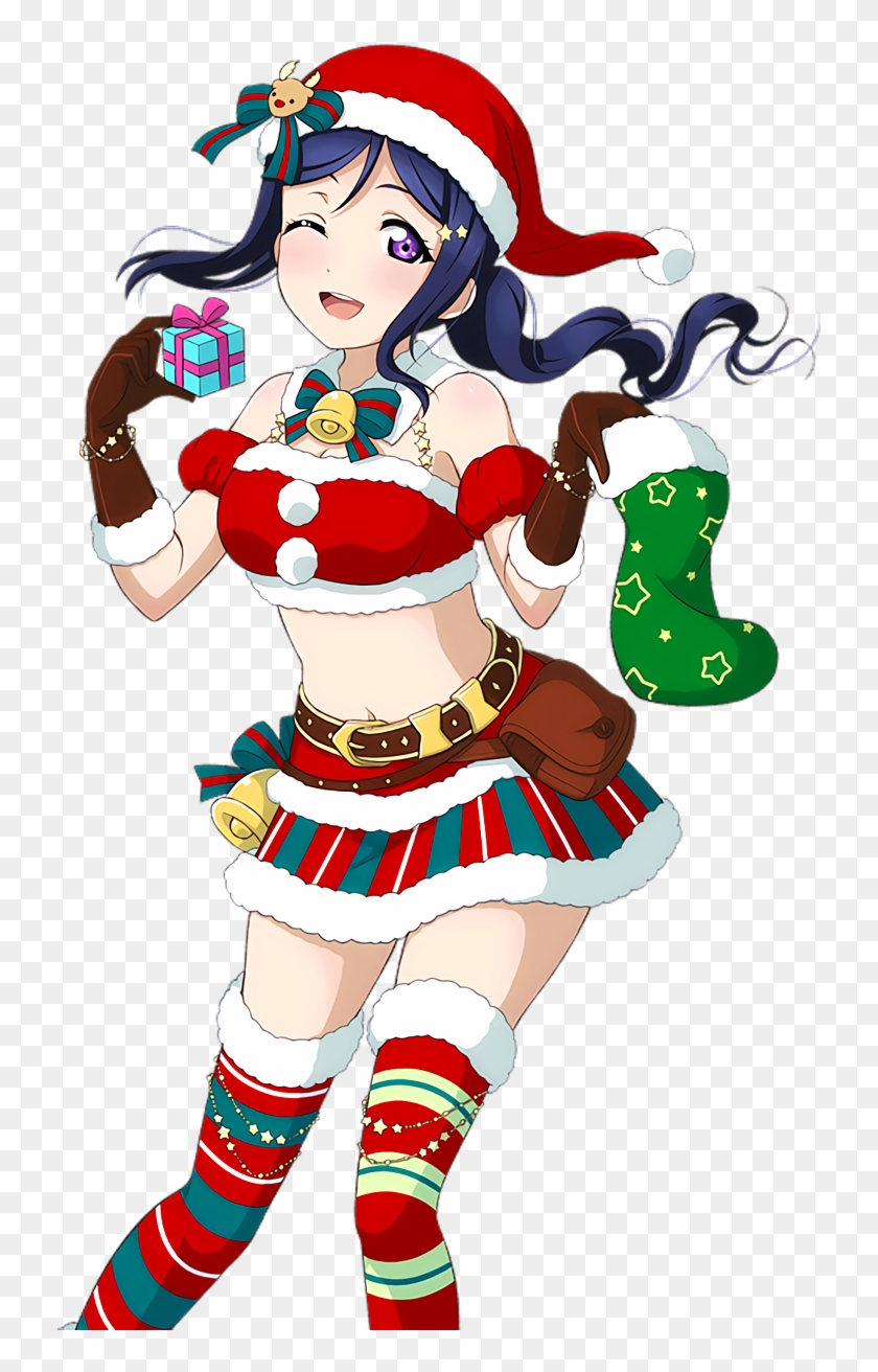 Cute Santa Anime Girl Reindeer Wallpaper iPhone Phone 4K #4130e