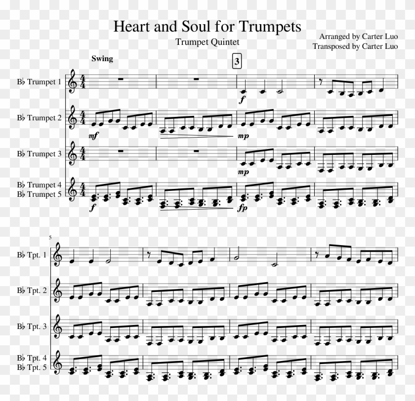 Heart And Soul For Trumpets Sheet Music For Trumpet - Metamorph Blue Devils Trumpet Solo Sheet Music Clipart