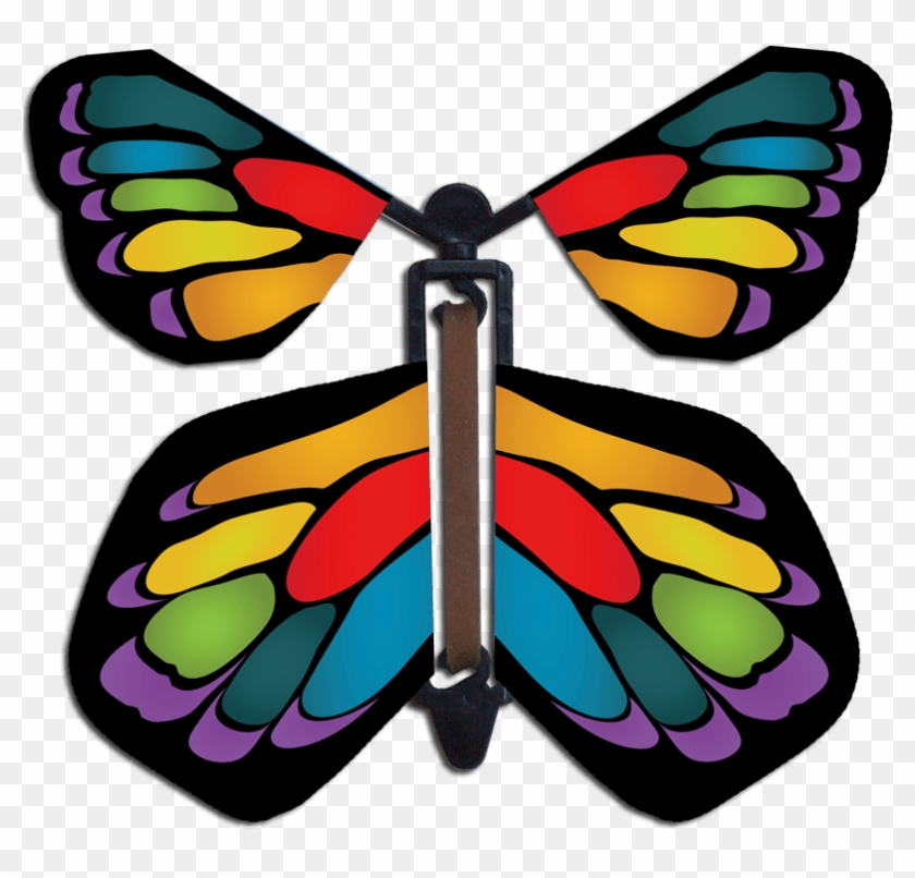 Download Stained Glass Rainbow Wind Up Flying Butterfly Make A Flying Butterfly Pattern Clipart 3573943 Pikpng