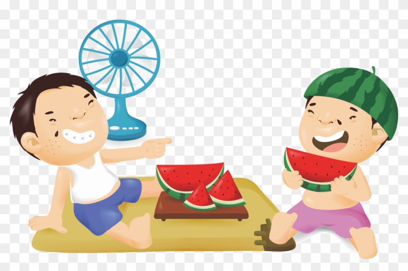 Watermelon Eating Illustration - Illustration Clipart