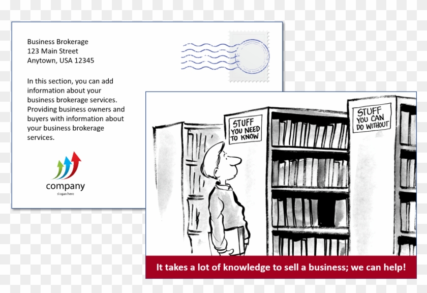 Business Broker Postcard Template - School Library Cartoon Clipart #3679669