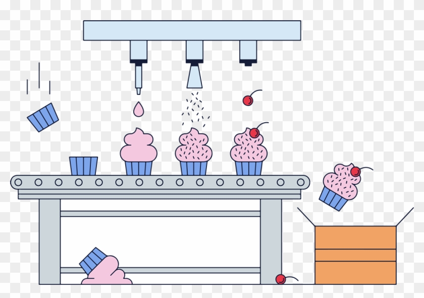 Free Cupcake Factory Vector Main - Cupcake Factory Cartoon Clipart